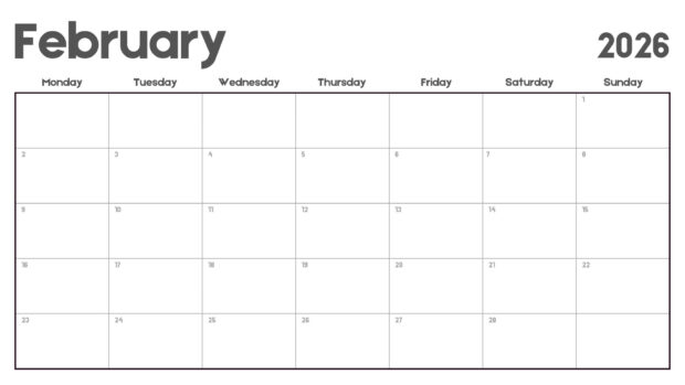 Simple February 2026 Calendar Wallpaper HD (5)