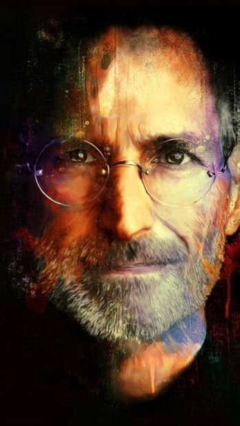 Detailed portrait of Steve Jobs with glasses and beard in artistic style