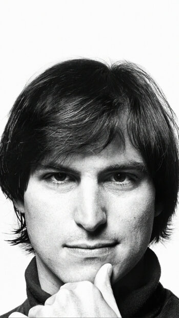 Young Steve Jobs portrait showing serious expression and thoughtful pose