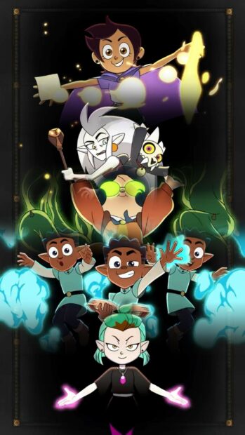 The Owl House characters casting magic spells in a dynamic scene