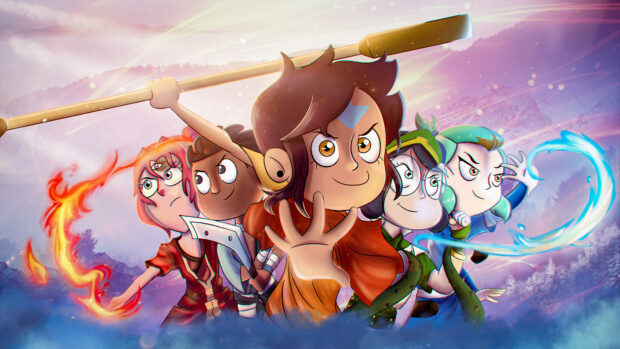 The Owl House characters using magic powers in an action pose