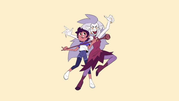 Luz and Eda characters from The Owl House showing magical poses on a light background