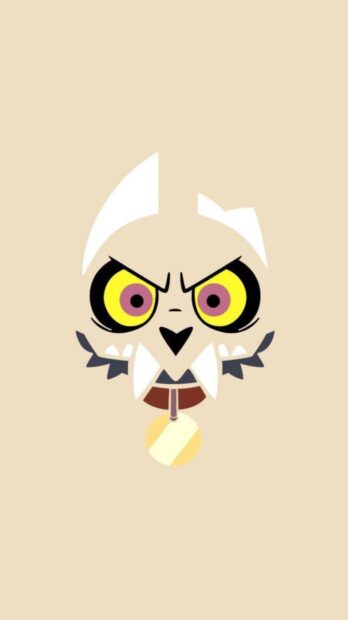 The Owl House character skull mask with bright yellow eyes and fierce expression