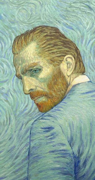 A detailed Vincent Van Gogh portrait showing a man with red hair and a blue suit looking sideways