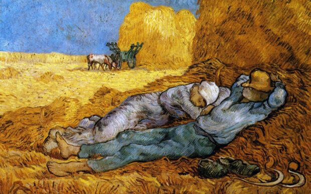 Two workers resting in the field by Vincent Van Gogh