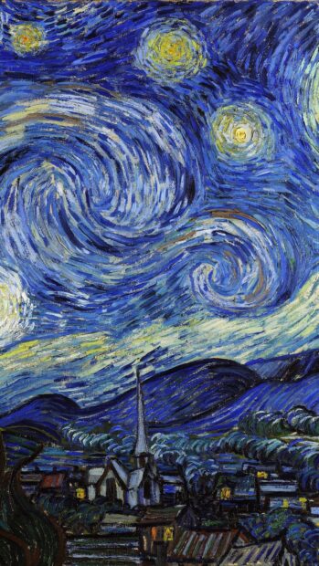 The starry night swirling sky painted by Vincent Van Gogh