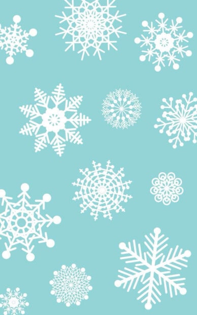 White snowflake patterns on a light blue winter design