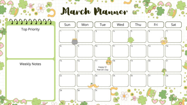 March 2026 Calendar Desktop Wallpaper HD free download (5)
