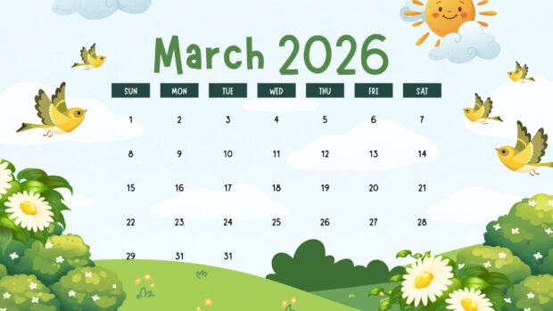 March 2026 Calendar Desktop Wallpaper HD free download (6)