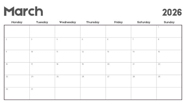 Simple March 2026 Calendar Wallpaper HD for Desktop (2)