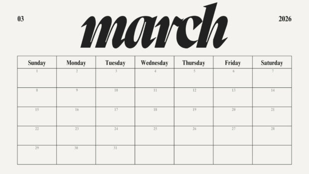 Simple March 2026 Calendar Wallpaper HD for Desktop (5)