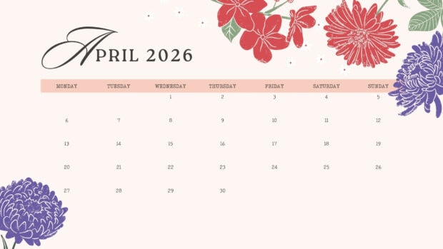 April 2026 Calendar Desktop Flower Wallpaper (1)
