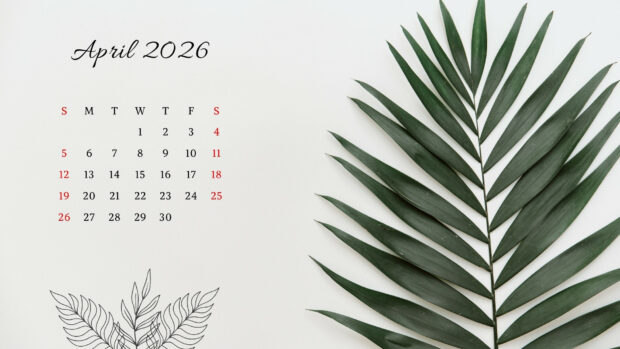 Simple April 2026 Calendar Desktop Wallpaper (1)