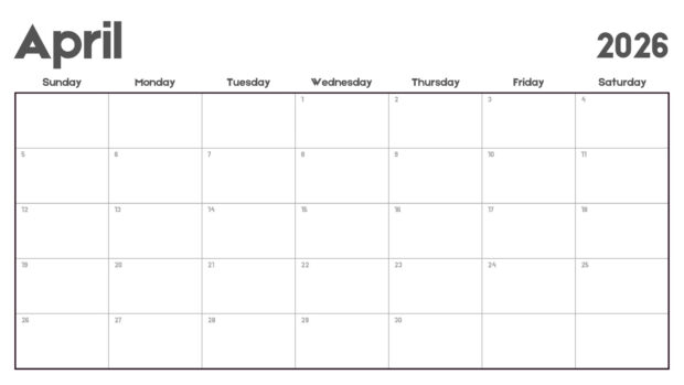 Simple April 2026 Calendar Desktop Wallpaper (3)