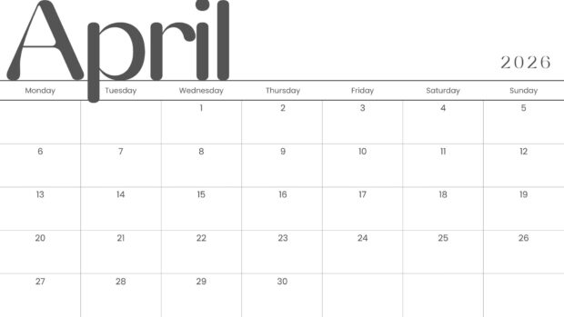 Simple April 2026 Calendar Desktop Wallpaper (4)