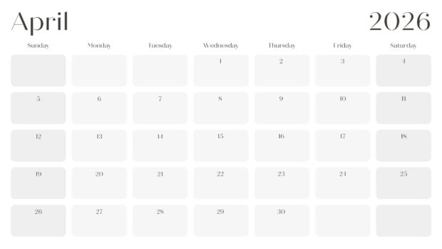 Simple April 2026 Calendar Desktop Wallpaper (6)