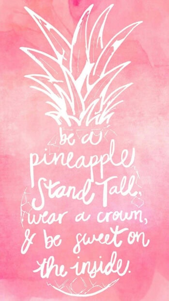 Inspiring pineapple quote on a pink background with summer vibes