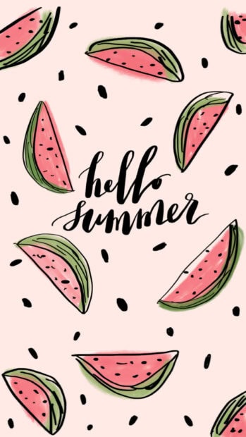 Watermelon slices and hello summer text with a cute summer theme