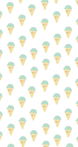 Cute summer pattern with ice cream cones on a white background