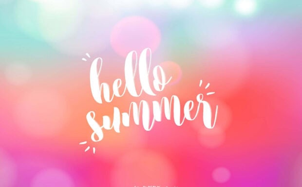 Pastel summer text with colorful soft light bokeh effects in a summer theme