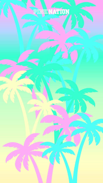 Pastel colored summer palm trees creating a vibrant tropical scene.