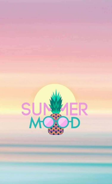 Pineapple design with summer mood text on a pastel gradient summer sky