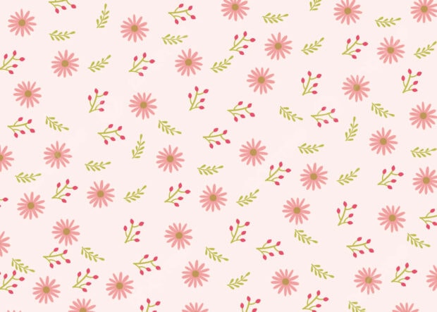 Pink summer pattern with flower and leaf design on a light background