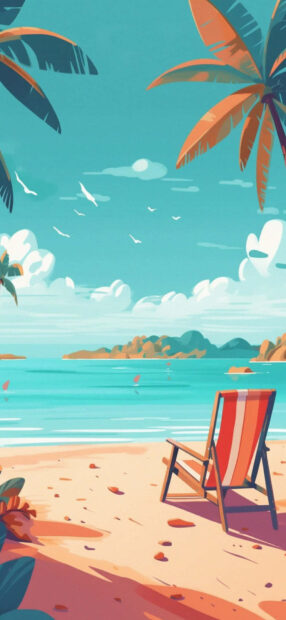 A peaceful seaside scene with a preppy summer style beach chair on the sand