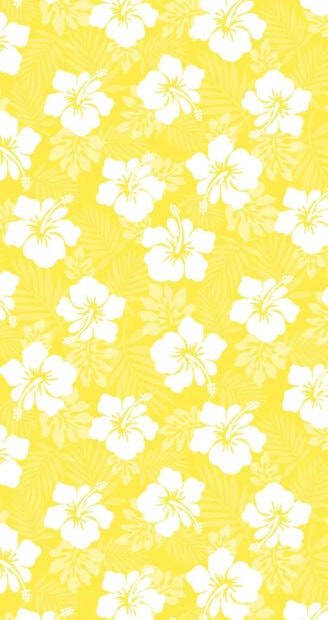 White hibiscus flowers pattern on yellow summer design