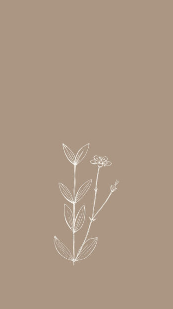 Minimalist line art flower with leaves on a beige spring aesthetic design
