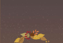 A November wreath with autumn leaves and pumpkin design