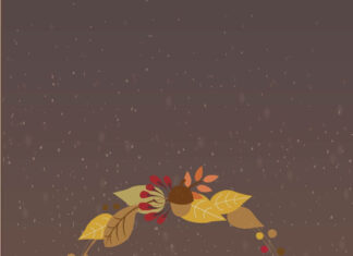 A November wreath with autumn leaves and pumpkin design