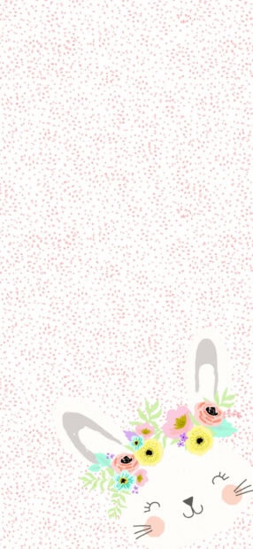 Cute bunny face with floral crown in spring design