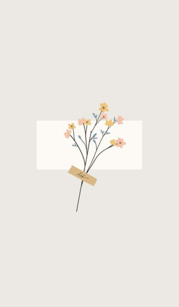 Minimalist flower illustration with spring colors on a light background