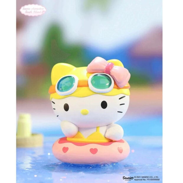 Summer Aesthetic Wallpaper Mobile Cute summer character with goggles sitting on a heart patterned float in water