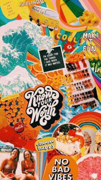 A summer collage featuring inspiring quotes vibrant waves and cheerful people at the beach