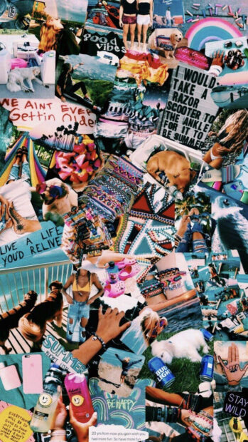 A summer collage featuring vibrant colors and joyful moments of summer fun