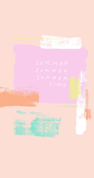 Abstract colorful brush strokes with summer text and pastel tones design