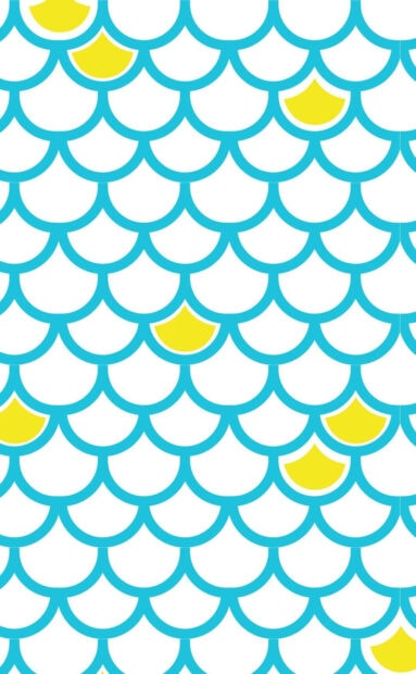 Bright scales pattern with blue outlines and yellow accents for summer design