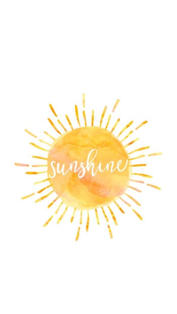 A watercolor sunshine design with the word sunshine in bright yellow tones