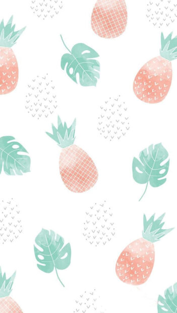 Watercolor style summer with pineapples and tropical leaves design