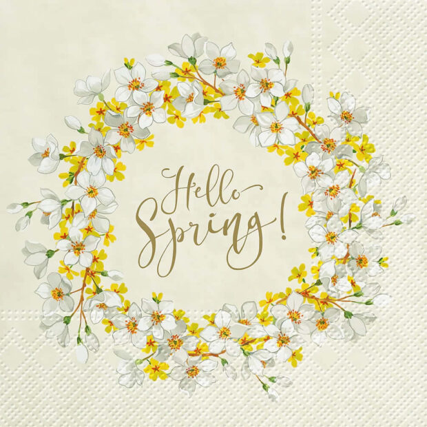 A delicate floral wreath encircles handwritten 