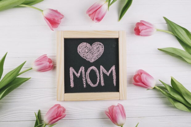 Chalkboard features a heart and 