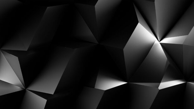 Black Aesthetic Wallpaper featuring a dark geometric polygon pattern with sharp light and shadows