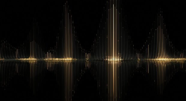 Black Aesthetic Wallpaper showing golden vertical lines forming an abstract equalizer pattern