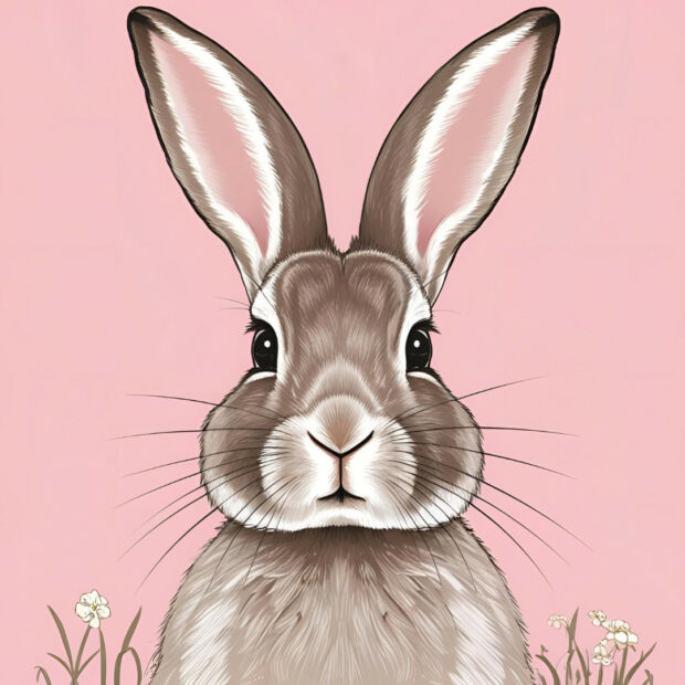 Easter Bunny Wallpaper featuring a cute cartoon rabbit illustration on a vibrant pink background