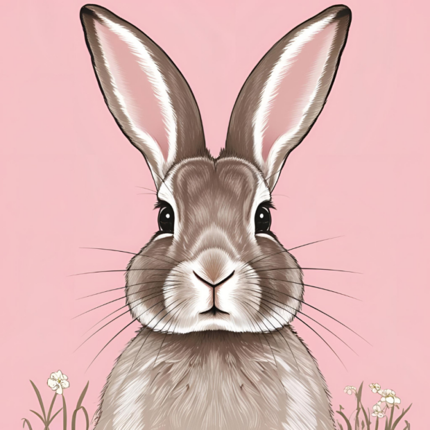 Easter Bunny Wallpaper featuring a cute cartoon rabbit illustration on a vibrant pink background