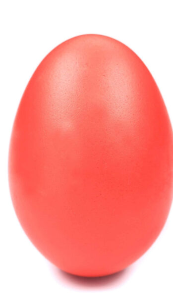 A simple solid red Easter egg wallpaper set against a clean white background