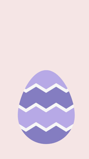 A minimalist Easter egg wallpaper features a single purple egg with white zigzag stripes on a soft pink background