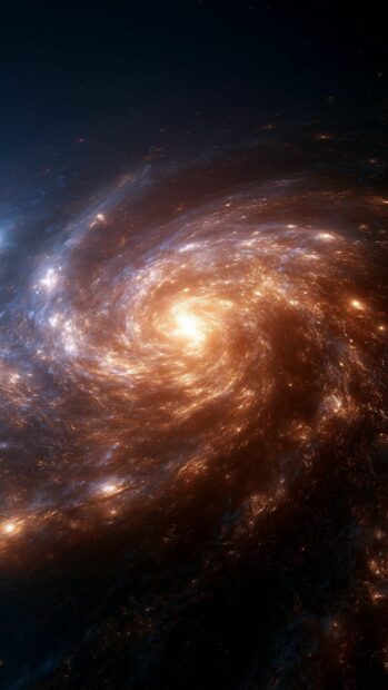 Galaxy wallpaper showcasing a mesmerizing golden spiral galaxy with a bright core